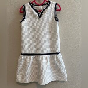 Janie and Jack Navy Trim White Sleeveless V-Neck Dress - Girls size 6